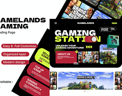 Gamelands Gaming Landing Page
