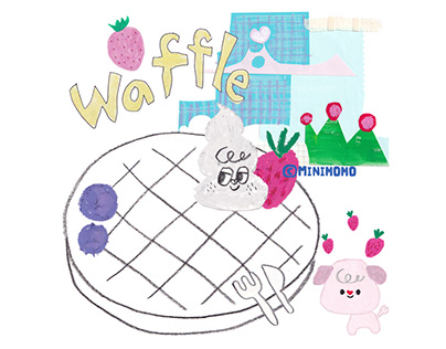 waffle illustration dessert drawing 와플 일러스트 디저트 그림*미니모모