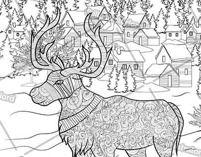 Snow deer coloring page