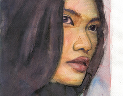 Watercolor Portrait : Filipina Beauty