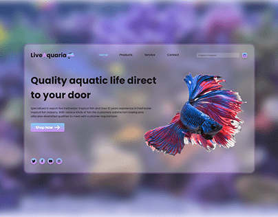 Landing page UI for online tropical fish aquarium