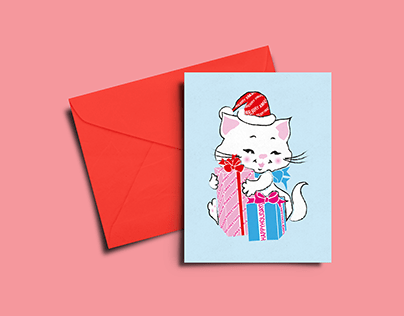 Kitschy Cat Christmas Card