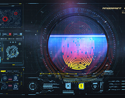 Concept of fingerprint technology identification. HUD