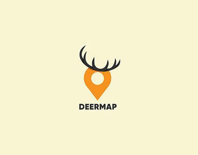 Deer Horn + Map Pointer creative logo design