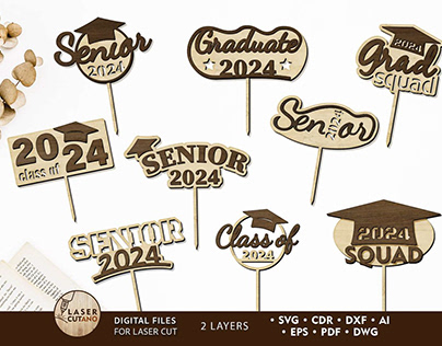 Graduation Toppers Set Layered Templates
