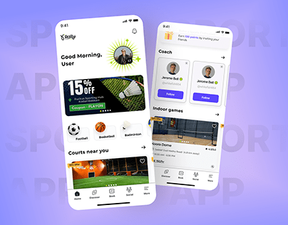 Rally - Sports App Home page UI