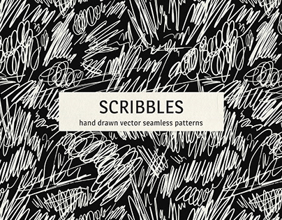 SCRIBBLES hand drawn vector seamless patterns