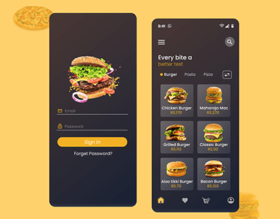 Fast Food app UI (animation)