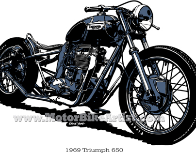 TRIUMPH BOBBER vintage motorcycle vector art drawing
