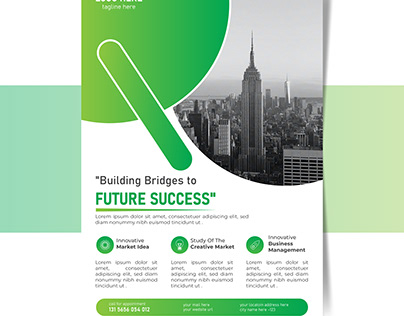 Corporate Business Flyer with green Accents.