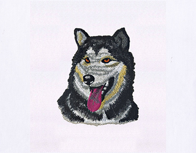 Gray Husky Dog Embroidery Design