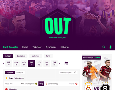 OUT - Live Scores Website Design