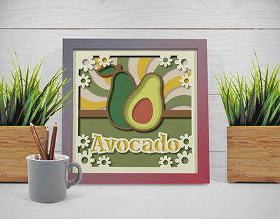 Groovy Avocado 3D Shadow Box Papercut