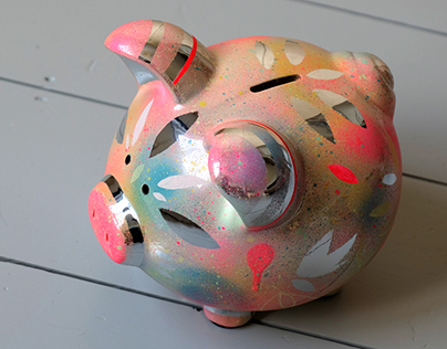 Customised, hand painted piggy bank