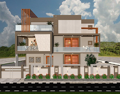3D Modern House Elevation