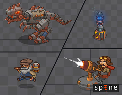 Spine Animation Project : Steampunk Camp Defense