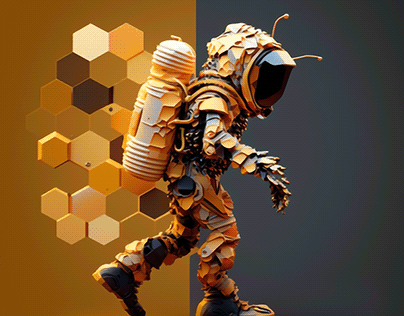 Buzzing Beauty: Voxel Art of a Honey Bee