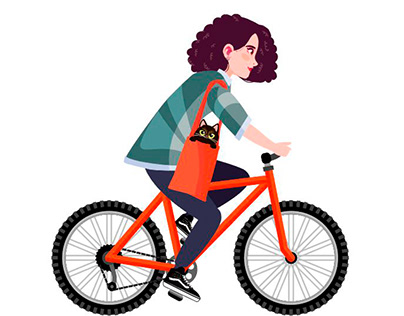 character on bike animation