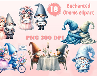 Enchanted Gnome Clipart Collection version 1