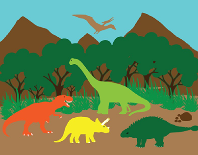 Dino world illustration for kids