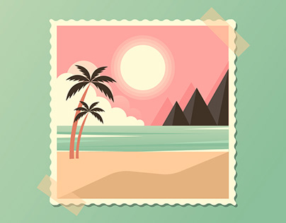 SUMMER LANDSCAPE WITH A RETRO FRAME