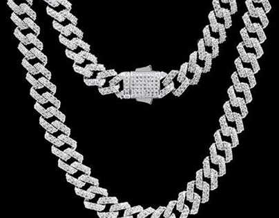 Cuban link choker chain white gold