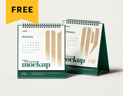 Free Square Desk Calendar Mockup