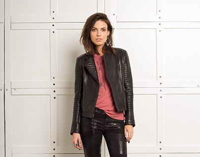 Leather motto jacket & jean | La Brea