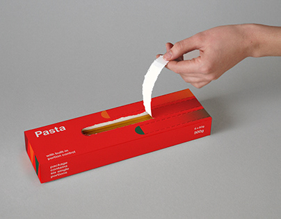 Pasta packaging with built-in portion controller