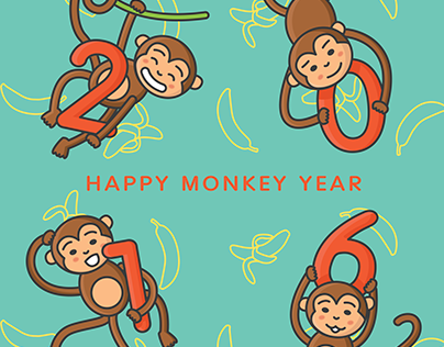happy monkey year icon