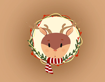 Christmas, deer, illustration
