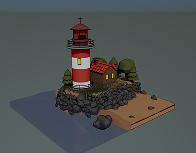 Island with Light House Ai Toon Shader