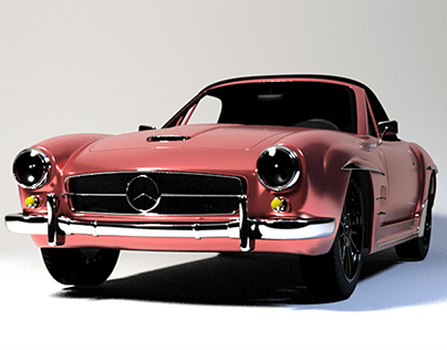 Mercedes Benz car, apply materials and post production