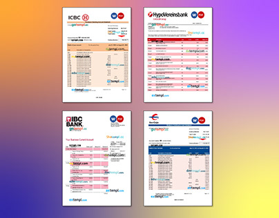 HypoVereinsbank,ICBC, business bank statement templates