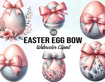 Easter Egg bow Watercolor Clipart
