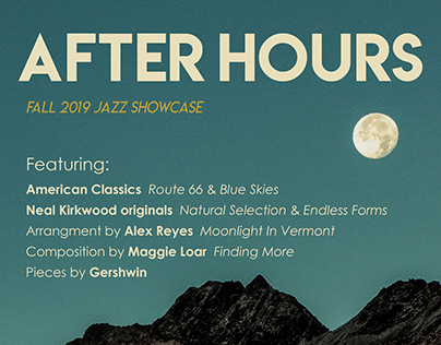 Poster for After Hours Jazz Showcase, Fall 2019