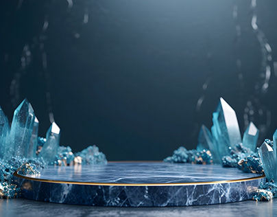 luxury blue crystal marble padium blue bg