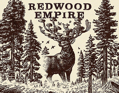 Redwood Empire Whiskey Labels rendered by Steven Noble
