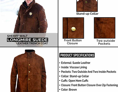 Sheriff Walt Longmire Suede Leather Trench Coat