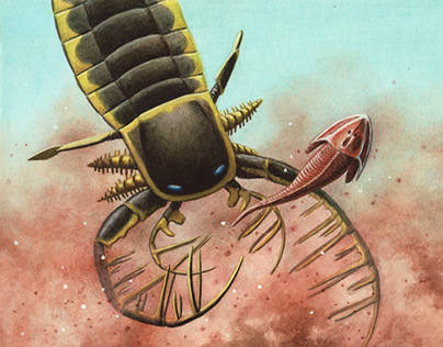 Watercolor illustrations for a book about Sea Scorpions