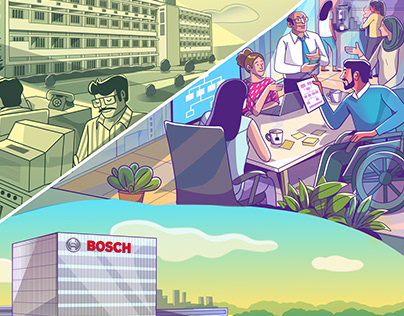 Bosch 100 years calendar illustrations