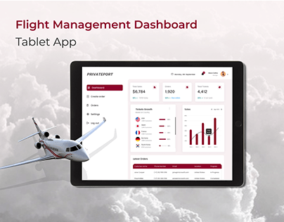 Tablet App. Flight management dashboard.