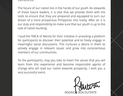 Presidential Message to YMCA 2017