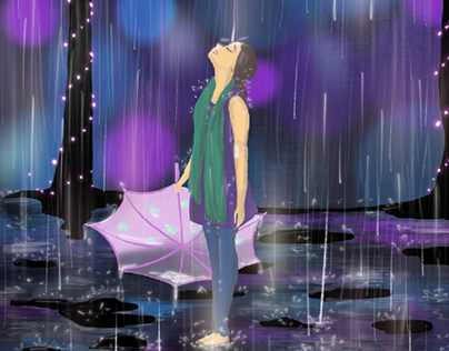 rainy day , night life illustration
