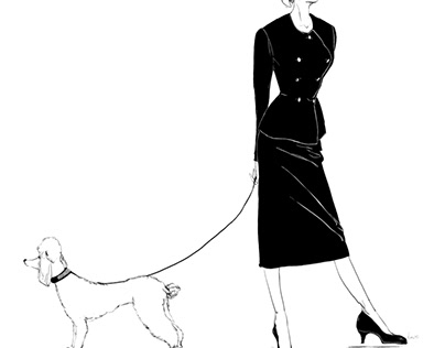 女性と犬②- 2021年2月2日 17.17.23モノトーン　whiteblack