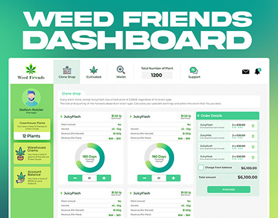 Weed Friends Dashboard Design
