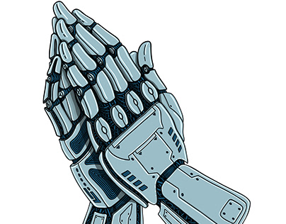 Robotic Praying Hands Durer, Vector VS Raster