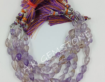 Purple Ametrine Teardrop Centre Drill Briolette Beads