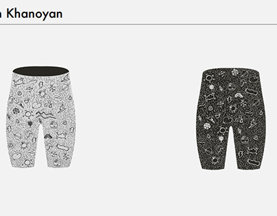 Nature patterns on the shorts by the style of Basquiat