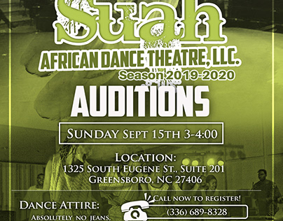 Suah African Dance Theatre Audition Poster